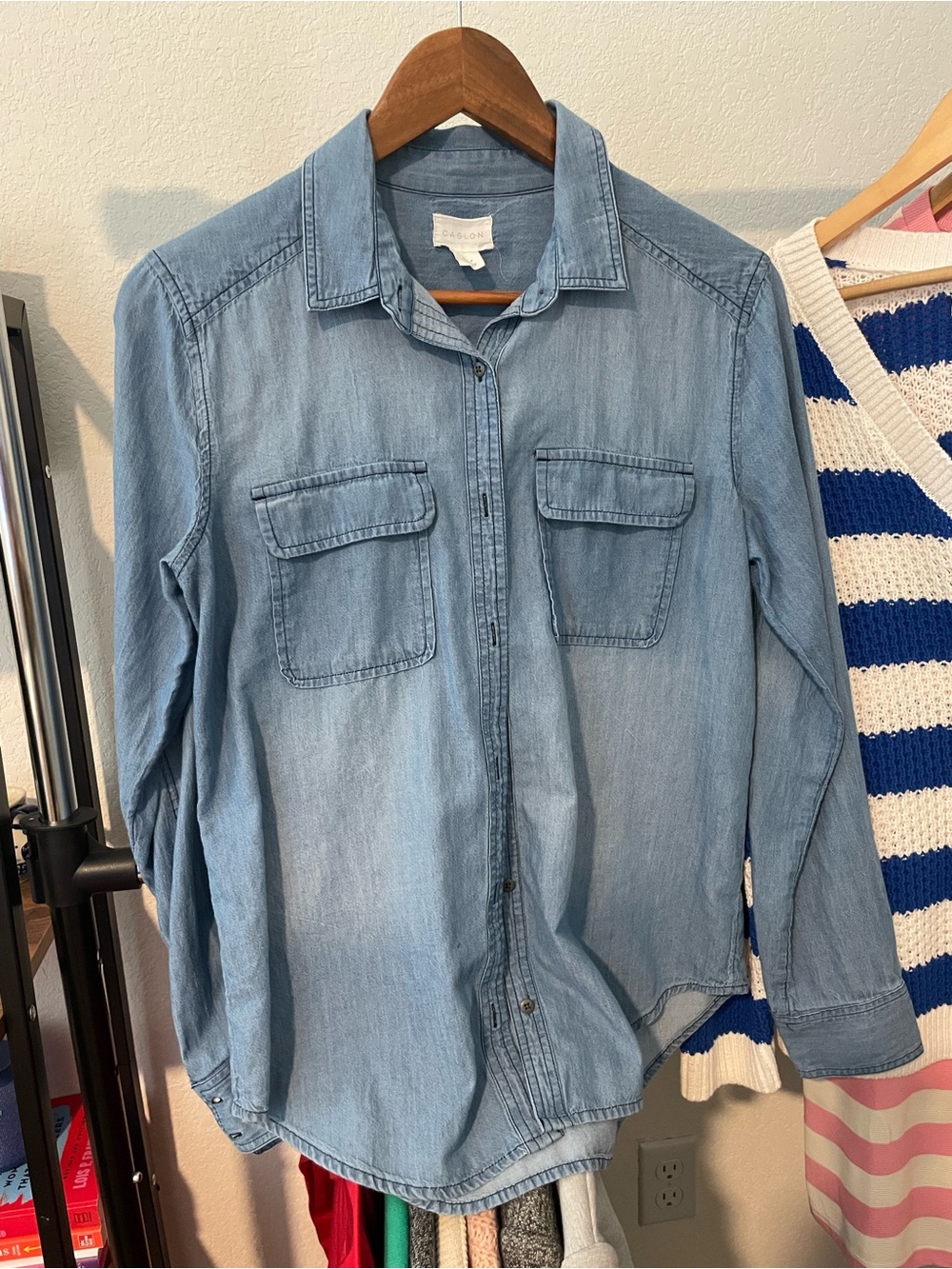 Caslon Light Blue Denim Button-Front Shirt